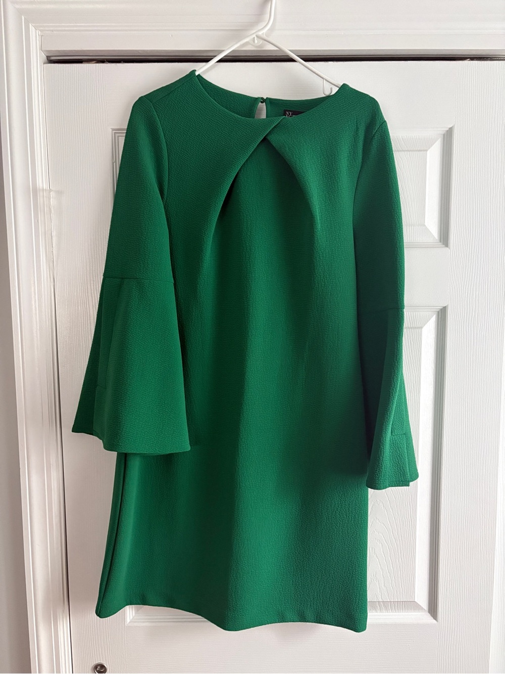 New York & Company Green Bell-Sleeve Shift Dress